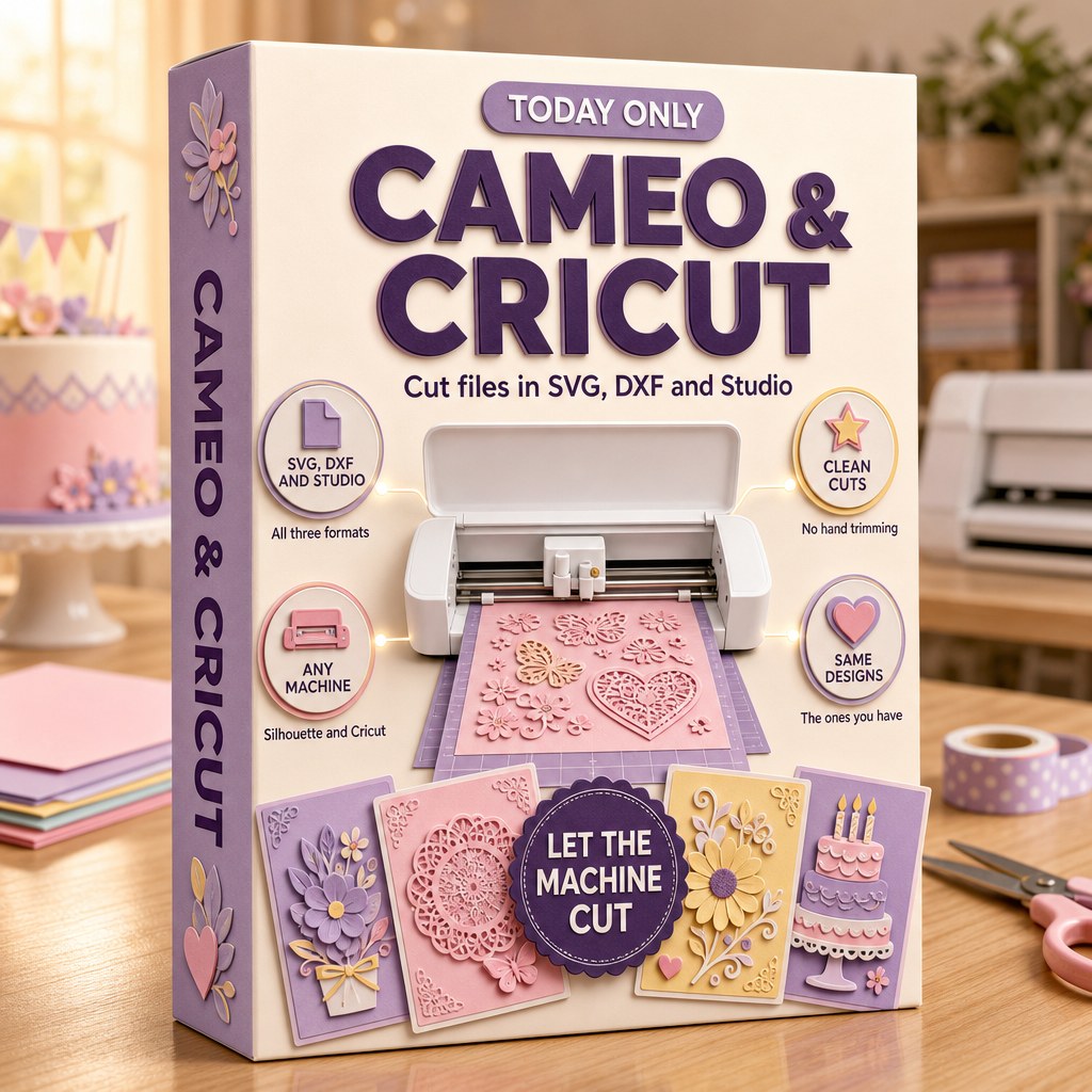 Never Cut By Hand Again: SVG, DXF and Studio cut files for Cameo and Cricut