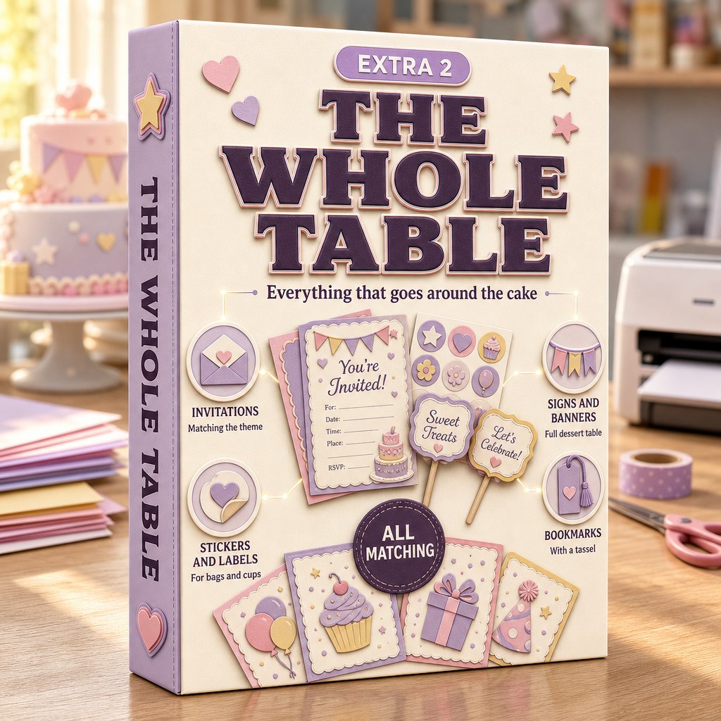 From One Topper to the Whole Table: invitations, stickers, signs and bookmarks